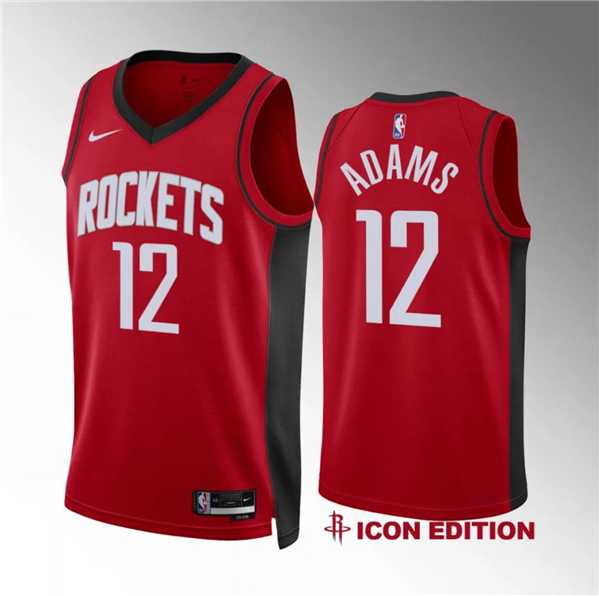 Mens Houston Rockets #12 Steven Adams Red Icon Edition Stitched Jersey Dzhi->->NBA Jersey